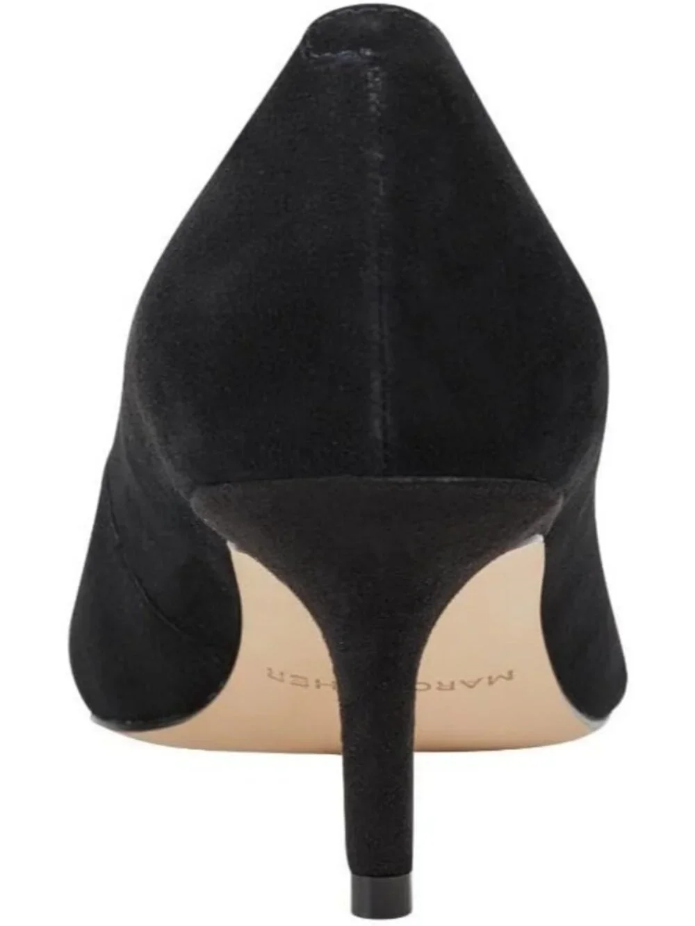 Women's Black Suede Modern Pointed Toe Alola Casual Pumps Pull On Heel Shoes